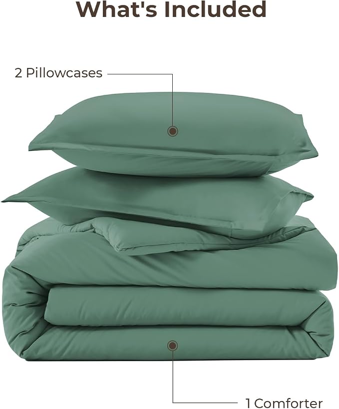 Litanika Comforters Full Size Haze Green, 3 Pieces Lightweight Solid Bedding - Image 7