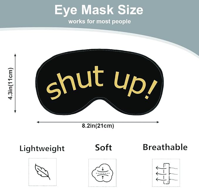 Shut Up Sleep Mask Eye Mask Slogan Black Golden Yellow Sleep Mask Light - Image 2