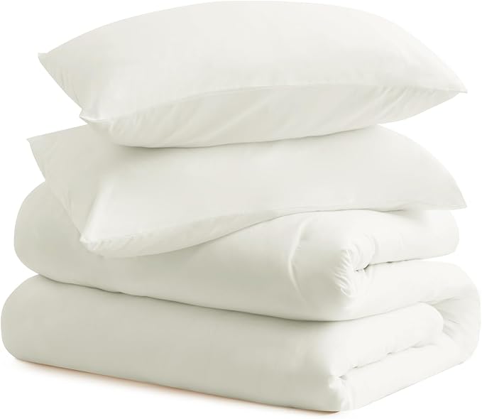 CozyLux King Size Comforter Set Ivory, 3 Pieces Solid Comforters King Size - Image 9