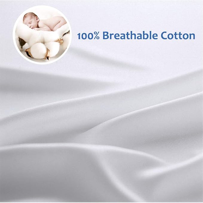 Precoco Pillow Cases Standard Size Set of 2 | 100% Cotton White Pillowcases - Image 2