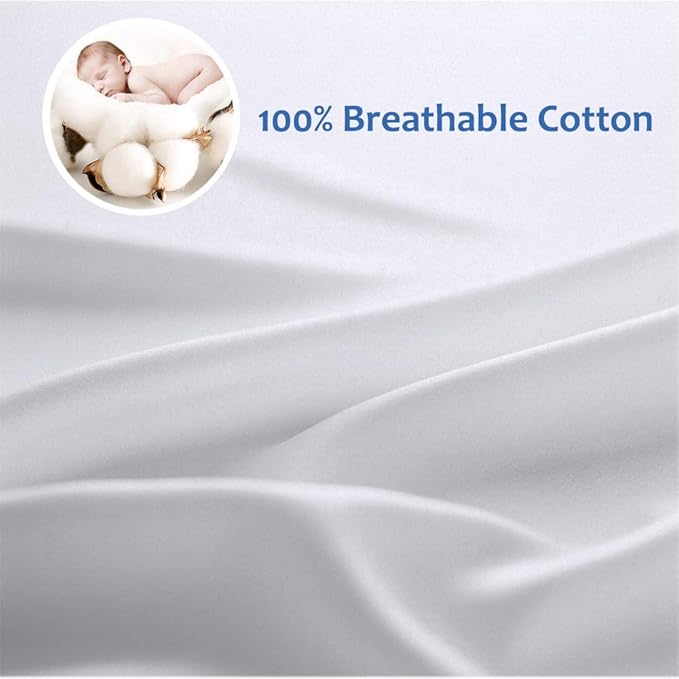 Precoco Queen Pillow Cases Set of 2 | 100% Cotton White Pillowcases Queen Size - Image 2