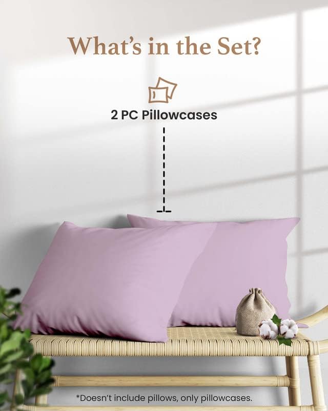 1000 TC Lavender Standard Pillowcases Set of 2 100% Egyptian Cotton Pillow Cases - Image 2
