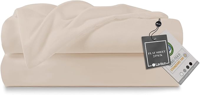 Lavisun Flat Sheets 2 Pack, Hotel Quality Flat Bed Sheets, Brushed Microfiber by Lavisun