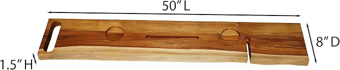 EcoDecors Eleganto 50" Live Edge Solid Teak Bath Caddy Tray - Image 6