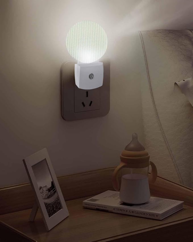 Night Lights Auto Sensor Sage Green Pinstripes Night Light Woven Denim Striped - Image 5