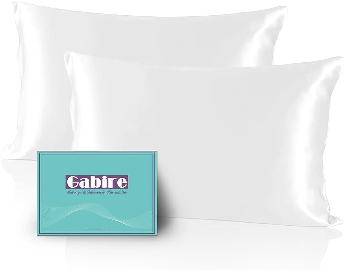 Gabire Mulberry Silk Pillow Cases Set of 2, Both Sides Real Silk Pillow Cases by MulberrySilkPillowcases