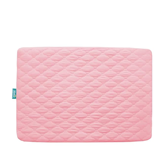 Mattress Pad Cover for Pack and Play Girls, Ultra Soft Pink Waterproof Playard by Bilobanbabybedding