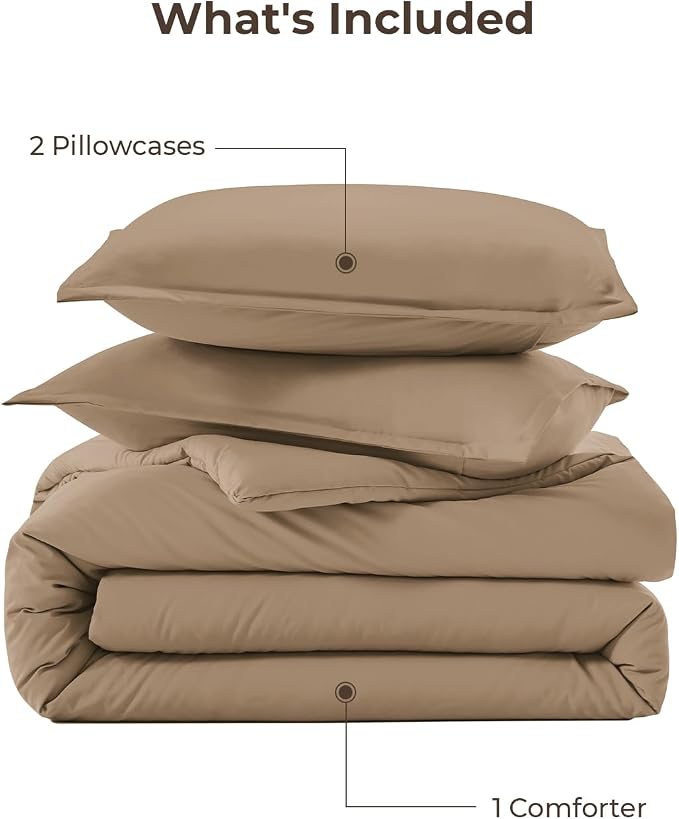 Litanika Comforters Taupe Oversized King Size, 3 Pieces Lightweight Solid - Image 7