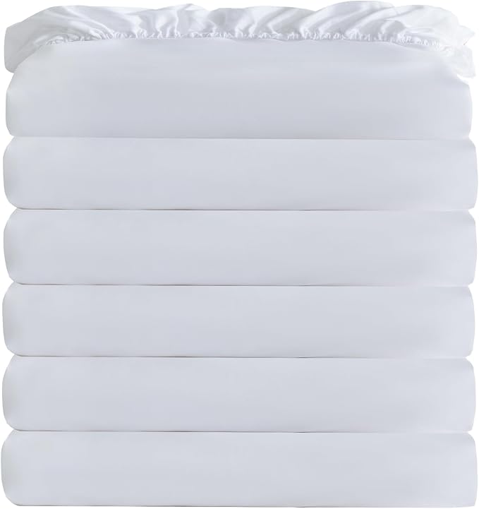 White Bulk Full Fitted Sheet Only Deep Pocket 6 Pack, Quick Sort Bottom Bed by Culve