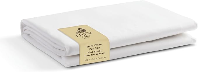 Linen Home 100% Cotton Percale 1 Flat Sheet, Full Size by LINENHOME