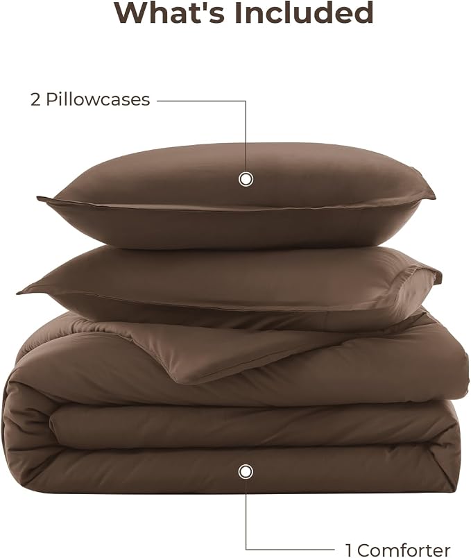 Litanika Comforters Brown Oversized King Size, 3 Pieces Lightweight Solid - Image 7