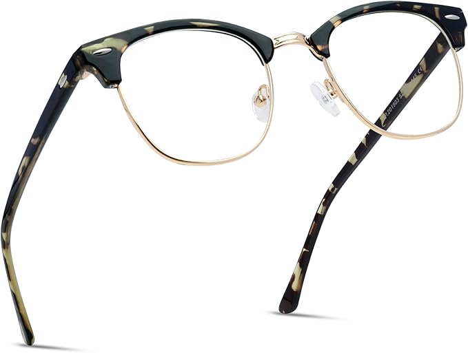 Blue Light Blocking Glasses Vintage Half Frame UV Clear Lens Anti Eyestrain by AOMASTE