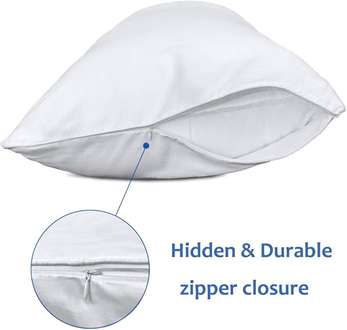 Precoco King Pillow Cases Set of 2 | 100% Cotton White Pillowcases King Size - Image 3