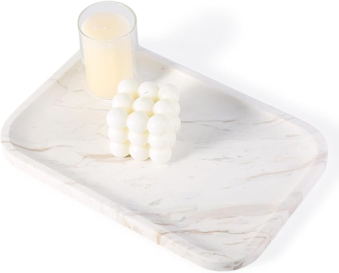 Karibiber Marble Vanity Tray, Marble Bathroom Tray Countertop, Decorative Trays by Karibiber