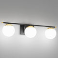 Ralbay Black and Gold Bathroom Lights 3-Light Mid Century Modern Milky Glass by RalbayLighting