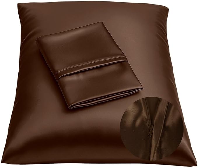 BLISSFORD Brown Satin Pillowcase by BLISSFORD