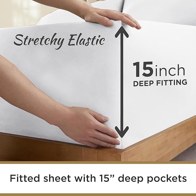Ultra Soft Microfiber Full XL Fitted Sheets – 1800 Thread Count, Deep 15” Pocket - Image 3
