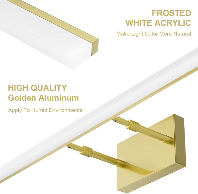 Aipsun 31.5inch Brushed Brass Bathroom Vanity Light Fixtures Modern LED Light - Image 9