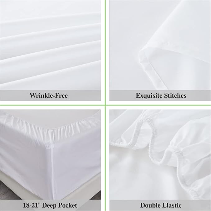 ILAVANDE Deep Pocket Queen Sheets Set 4 Piece, Hotel Luxury Super Soft 1800 - Image 4