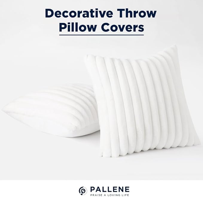Pallene Faux Fur Plush Throw Pillow Covers 16x16 Set of 2, Luxury Soft Fluffy - Image 5