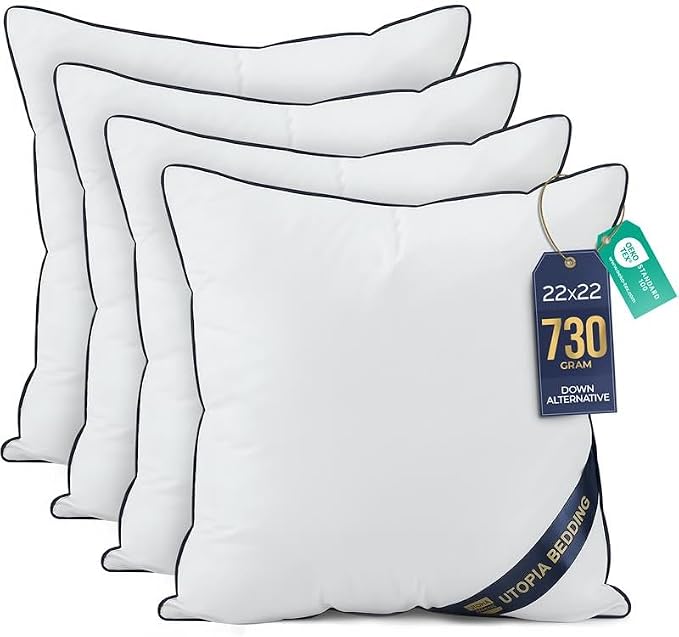 Utopia Bedding Throw Pillow Inserts, 22 x 22 Inches Decorative Indoor Pillows by UTOPIABEDDING