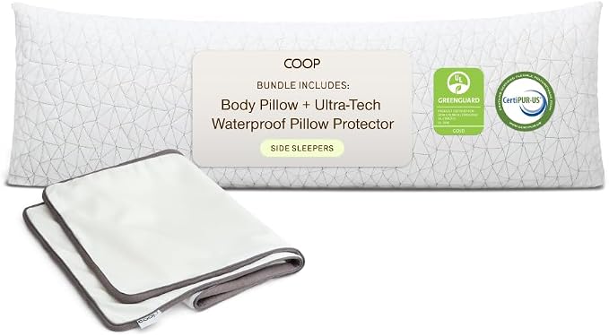 Coop Home Goods Original Adjustable Body Pillow and Ultra-Tech Waterproof by CoopSleepGoods