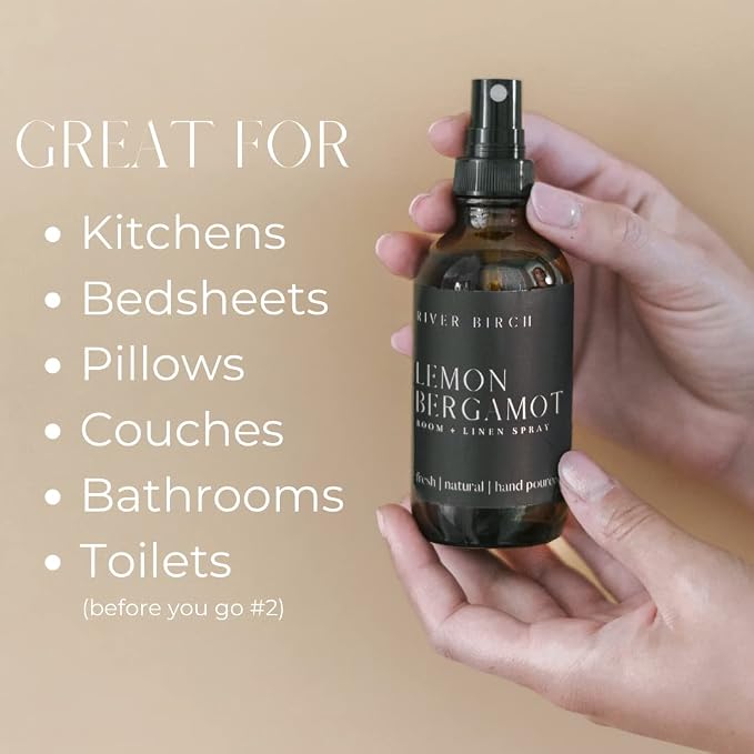 River Birch Lemon Bergamot Linen and Room Spray | Home Fragrance | 4 oz Glass - Image 2