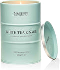 M&SENSE White Tea Sage Scented Candles Large, Natural Soy Candles 21.2oz 120 by MSENSE