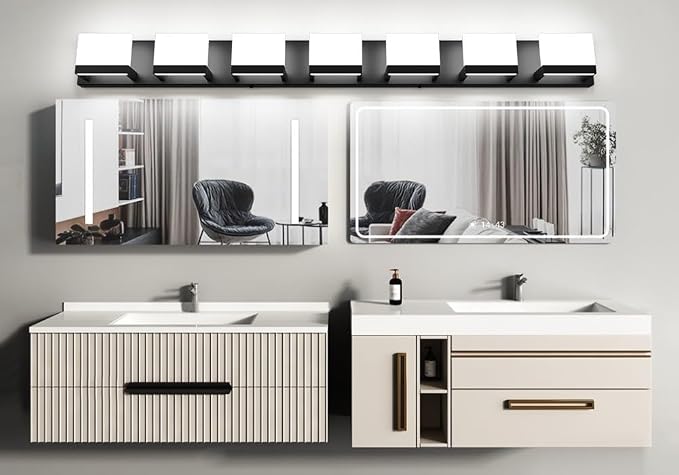 Tipace LED Modern Bathroom Vanity Light Fixtures, 7 Lights Black Vanity Lighting - Image 8