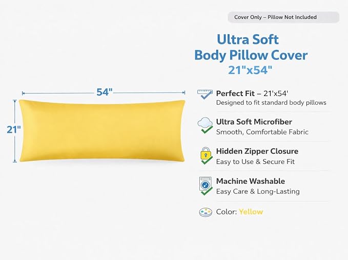 EVOLIVE Body Pillow Cover 21"x54", Ultra Soft Microfiber Pillowcase - Image 2