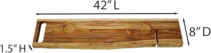 EcoDecors Eleganto 42" Live Edge Solid Teak Bath Caddy Tray - Image 5