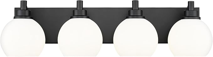 Bathroom Light Fixtures, 4 Light Matte Black Vanity Light, 26 Inch Modern Wall by Metwet