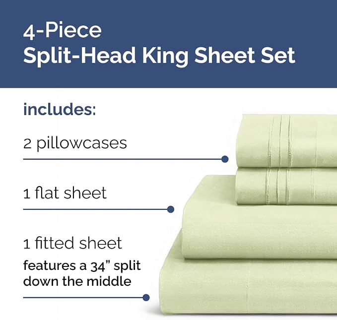 Flex Top Split Head King 4 Piece Sheet Set - Image 2