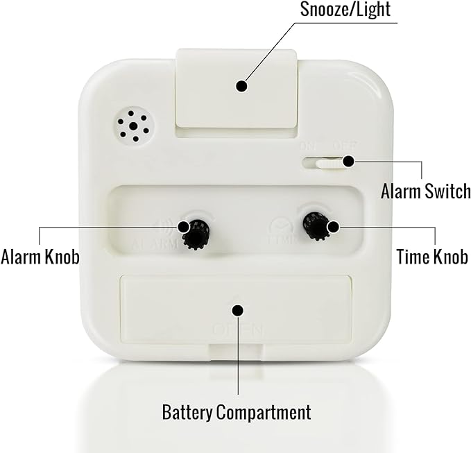 Lamisola Small White Kids Desk Battery Alarm Clock, Analog Travel Clock - Image 6