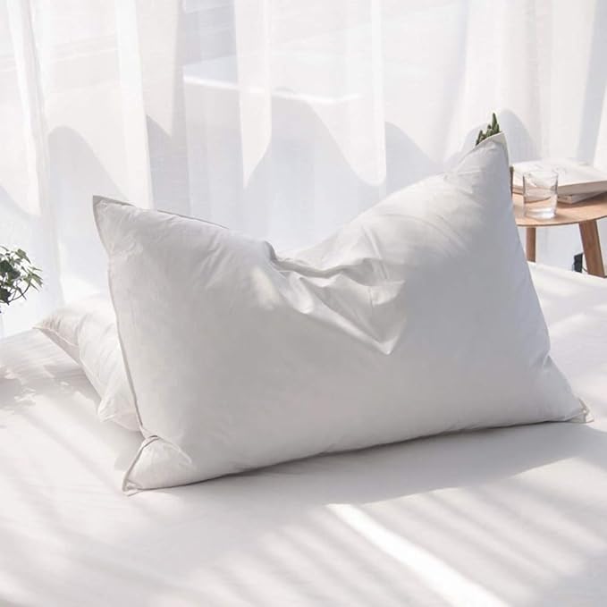 Luxury Feathers Down Pillow Standard Size, Hotel Quality Fluffy Bed Pillow by AIKOFUL