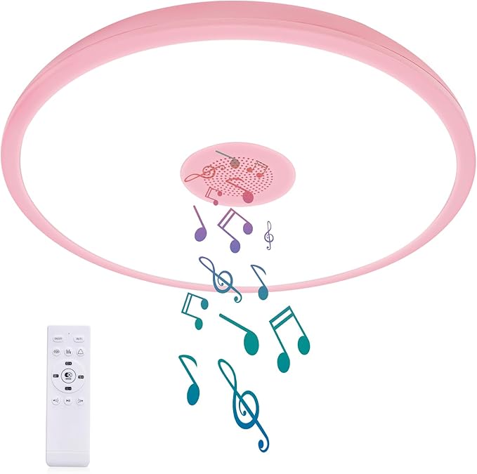 Pink Waterproof LED Ceiling Light Fixture, Music Ceiling Lamp, by AlwaysOnAlwaysWarm