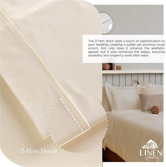 Linen Home 100% Cotton Percale Sheet Set Pack of 2, King Size, Deep Pocket - Image 3