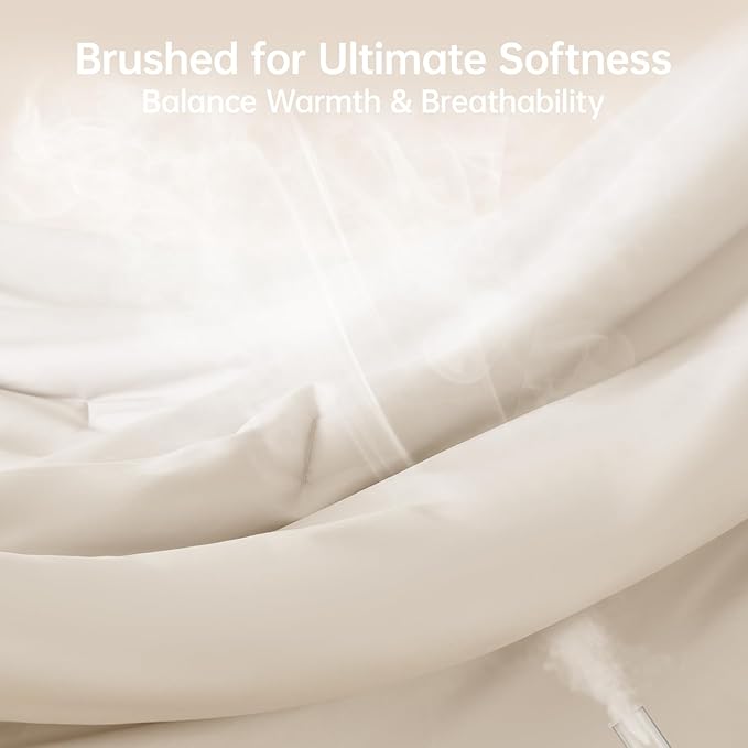 MUXHOMO Beige Full Comforter Sets, All Season Ultra Soft Down Alternative - Image 3