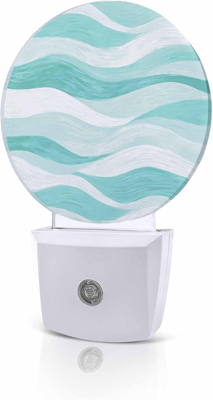 Night Lights Auto Sensor Turquoise Ocean Waves Night Light Abstract Mountain by Home+L6