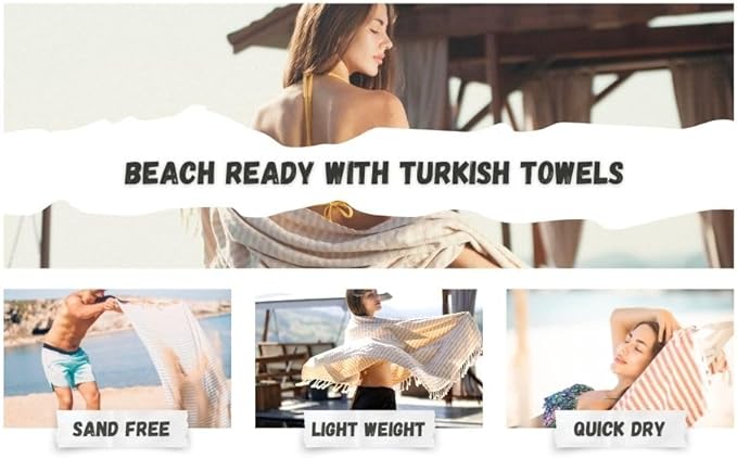 Bazaar Anatolia Turkish Beach Towel – 100% Cotton, Quick Dry, Sand Free Decor - Image 5