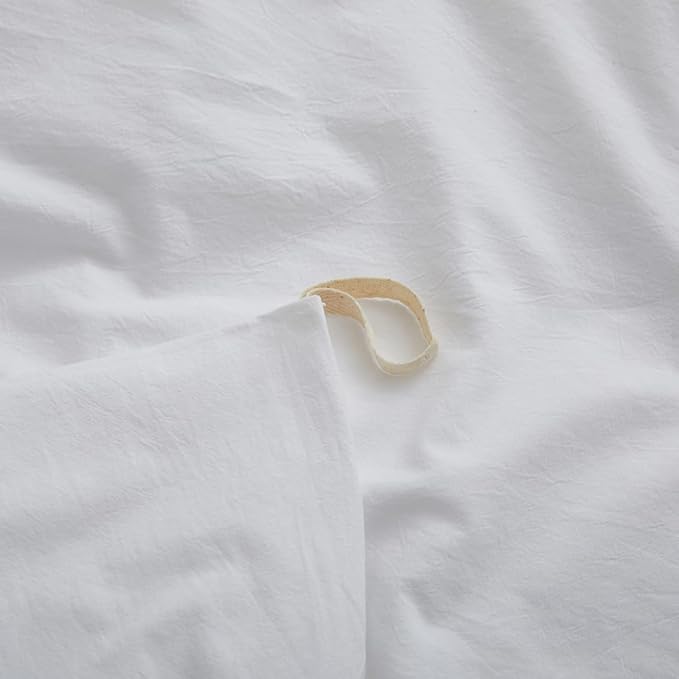 100% Washed Cotton Duvet Cover Set, Linen Like Natural Bedding Set - Image 4