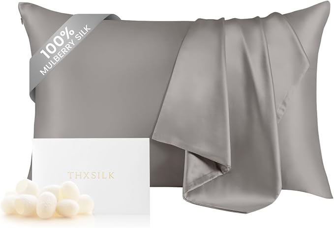 THXSILK Silk Pillowcase for Hair and Skin, 100% Mulberry Silk Bed Pillowcase by THXSILK