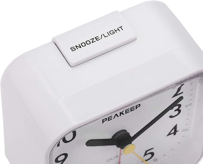 Peakeep Small Battery Operated Analog Travel Alarm Clock Silent No Ticking - Image 3