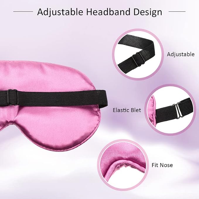 BBTO 4 Pcs Silk Sleep Eye Masks Smooth Soft Satin Eye Covers - Image 4