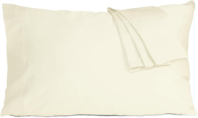 Pillow Cases, Standard Queen Size Cotton Percale Weave Pillowcases, Pre-Shrunk by HOMTEC