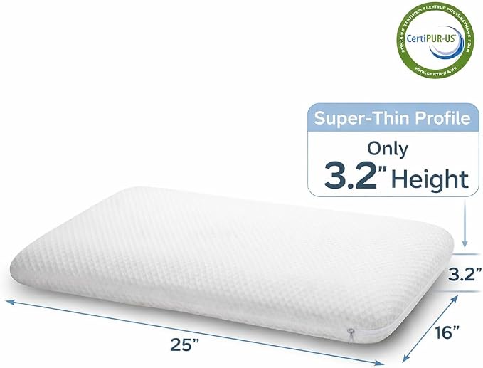 DLIGHT BD Slim 3.2" Stomach Sleeping Memory Foam Pillow-Thin, Soft Yet - Image 4