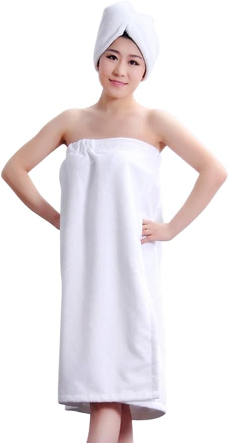 FakeFace Women Absorbent Microfiber Bath Towel Body Wrap Set Gym Spa Robe Dry by Holiberty