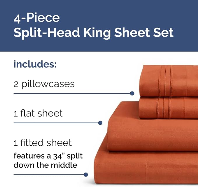 Flex Top Split Head King 4 Piece Sheet Set - Image 2