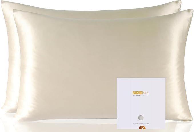 ZIMASILK 100% Pure Mulberry Silk Pillowcase 2 Pack, Soft and Smooth, Both Sides by ZIMASILK
