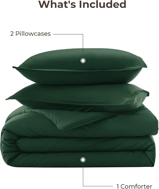 Litanika Dark Emerald Green Twin/Twin XL Comforter Set, 2 Pieces Solid Forest - Image 7